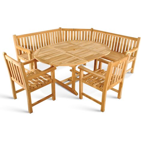 Gartenmöbel Set 4tlg mit Eckbank Teak Gartentisch ausziehbar 120-170 cm BORNEO/CARACAS (1/5)