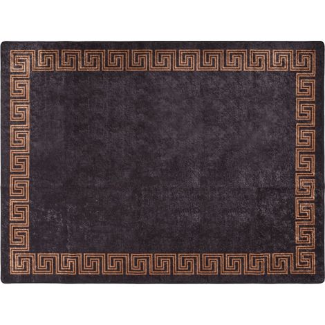 Maison Exclusive - Alfombra lavable negro y dorado 400x300 cm