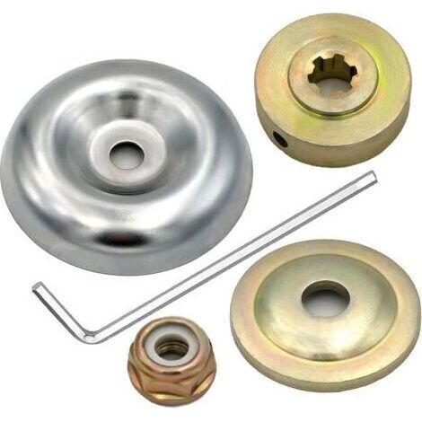 Kit de Réparation Universel pour Débroussailleuse - 5 Pièces avec Écrous Métalliques, Plaques de Fixation et Adaptateur pour Lames de Tondeuse (1/5)