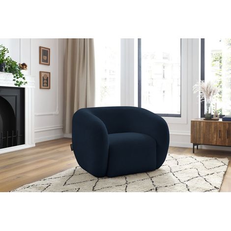 BOBOCHIC - Fauteuil CELINE tissu lisse Bleu foncé (1/5)