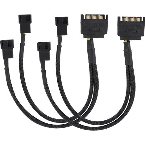 Câble adaptateur d'alimentation SATA 15 broches vers 2 ventilateurs 4 broches, convertisseur double, câble 22AWG (1/5)