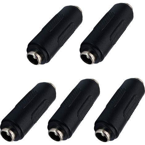 DC 5,5 mm x 2,1 mm Adaptateur d'alimentation,Barrel Power DC 2,1 mm X 5,5 mm Coupleur de Connecteur Femelle à Femelle pour Caméra de Vidéosurveillance,Lumière LED,Routeur (5 Pack/Female) (1/5)