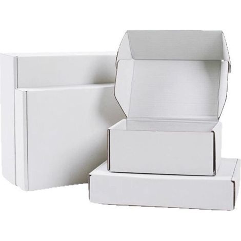 Boîte en carton 25 x 20 x 7 cm, boîte de transport blanche (1/4)
