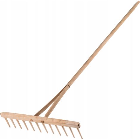 KADAX Rechen, Heurechen mit langem Stiel aus Holz, breite Harke, aus Holz