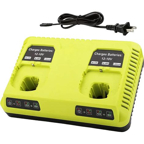 Adaptateur de batterie, 18V, 6000mAh, compatible avec Ryobi, Chargeur double (1/2)