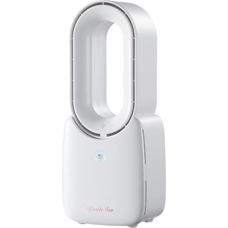 Portable bladeless fan, 3 speeds, colorful LEDs, USB-C rechargeable battery — White (1/5)