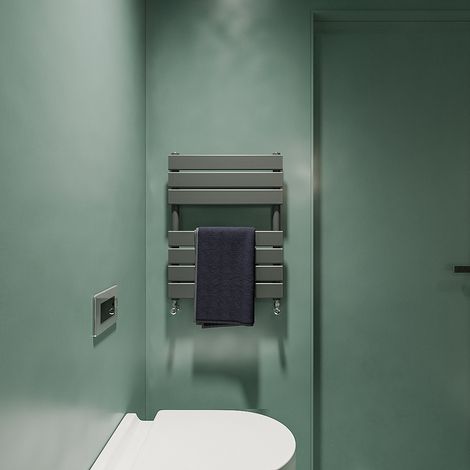 Acezanble Anthracite Flat Panel Heated Towel Rail Bathroom Ladder Radiator 650 x 500mm (1/3)