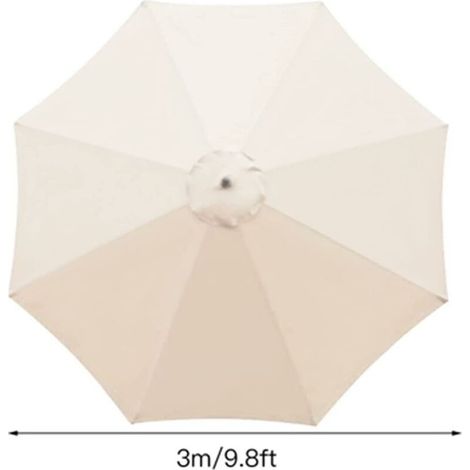 Housse de parasol, 8 baleines, 3 m, imperméable, résistante aux UV, tissu de remplacement, pour terrasse, extérieur, terra (1/5)