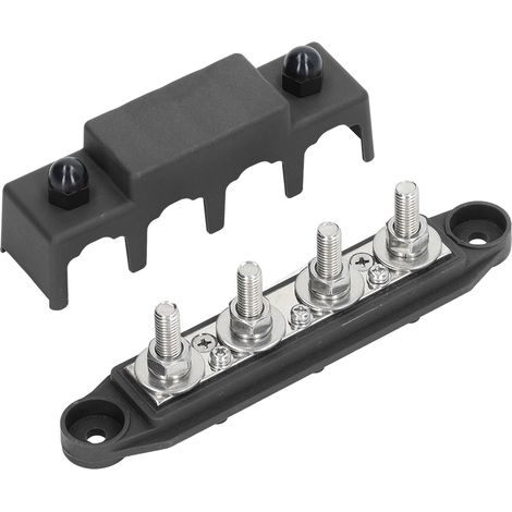 4-poliger elektrischer Verteilerblock mit Abdeckung, 3/8-Zoll-Marine-Anschlussblock für Wohnmobile, Boote und Anhänger, 12–48 V, schwarz (1/5)