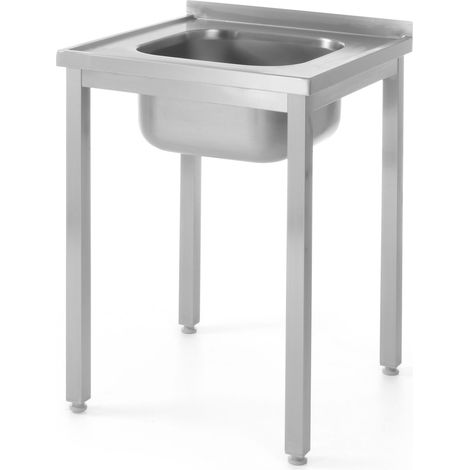 Tavolo da lavoro in acciaio con un lavello 600x600mm - Hendi 811849