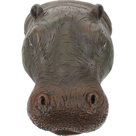 Tête d'hippopotame flottante artificielle en résine, décoration pour bassin, ornement de tête d'hippopotame flottante (1/4)