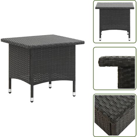The Living Store Beistelltisch Schwarz 50x50x47 cm Poly Rattan - Terrassenbeistelltisch (1/5)