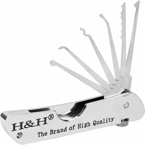DEESSE SHOP - H&H Lock Pliant Simple Crochet Picks Portable Cadenas Formation Outil Ensemble Jackknife Serrurier Réparation Outils (1/5)