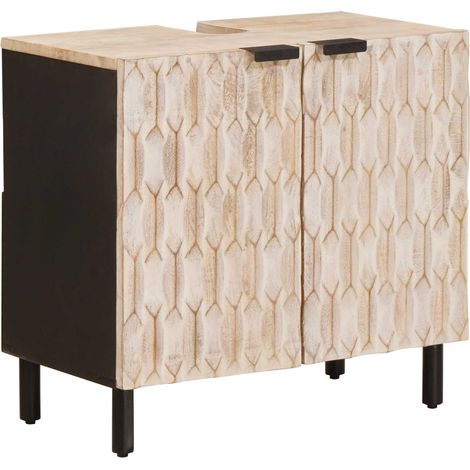 Bathroom Sink Cabinet White 62 x 33 x 58 cm Solid Mango Wood vidaXL