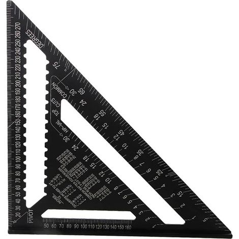 Squadra metrica professionale, nera, 30 cm, squadra di precisione per la lavorazione del legno, strumento per la misurazione degli angoli (1/5)