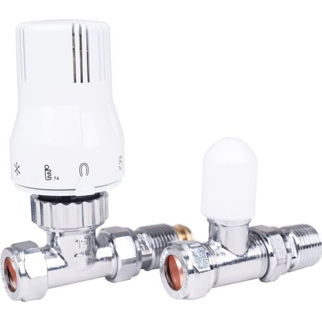 Thermostatic Straight 15mm Radiator Valve with 15-10mm Reducer (1/6)