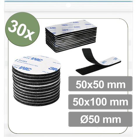 Quadrios 25CA668 Klettpunkte zum Aufkleben Haft- und Flauschteil (Ø x L) 50 mm x 50 mm Schwarz 30 St