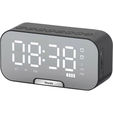 Réveil intelligent Bluetooth avec haut-parleur intégré - Son haute fidélité, 3 modes de luminosité, affichage de la température, radio FM, idéal pour la chambre ou le bureau (5,1 pouces) (1/5)