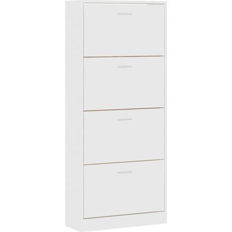 Zapatero zapatero mueble de almacenaje entrada pasillo salón 63 x 24 x 147 cm madera contrachapada blanca 020021494 (1/5)
