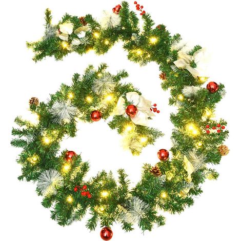 Weihnachtsgirlande mit LED-Lichtern Grün 2,7 m PVC vidaXL (1/5)