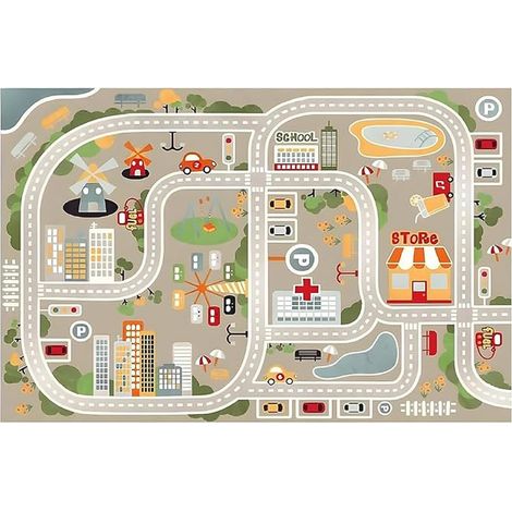 Children's Room Rug, 60 x 90 cm, Street Play Mat, Car Mat for Bedroom and Room (1/3)