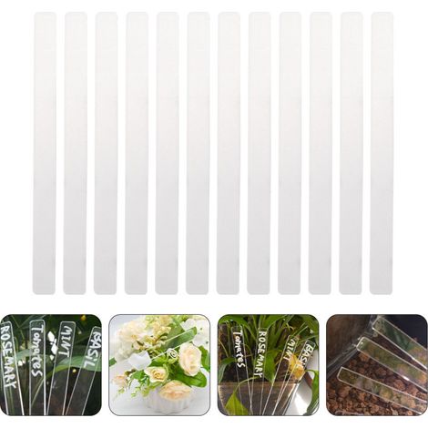 Lot de 12 étiquettes en acrylique transparent pour plantes d'extérieur – 12,5 x 1 cm – Marqueurs imperméables pour graines et plantes (1/5)