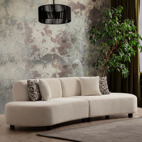 Ecksofa Beiger Mischstoff Bio Pars - XXXL 300 cm