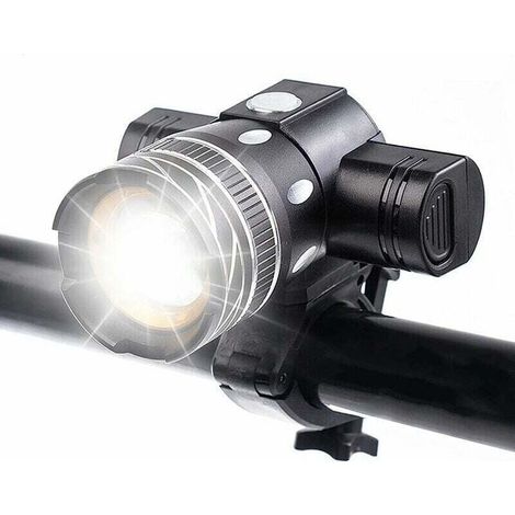 Phare rechargeable de lumière de vélo de 5000 lumens, lampe de vélo LED étanche haute luminosité 6 heures d'équitation lampe de poche de sécurité routière de montagne avec 3 modes