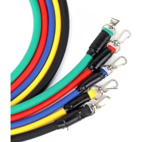Set mit 16 Widerstandsbändern, erhältlich in 5 Farben, aus TPE-Material, stapelbar und elastisch, geeignet für Fitnesszwecke. (1/4)