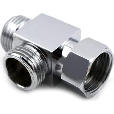 1 Pièces Dérivation de Bras, Connecteur Standard de Douche, Inverseur de Douche, pour Douches de Cuisine, Douchettes à Main, Pièces de Rechange Générales Chrome Poli. (Vanne à 3 voies, 53 mm x 34 mm) (1/5)