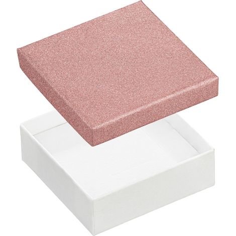 Scatola portagioie decorativa rosa e bianca con glitter, confezione regalo
