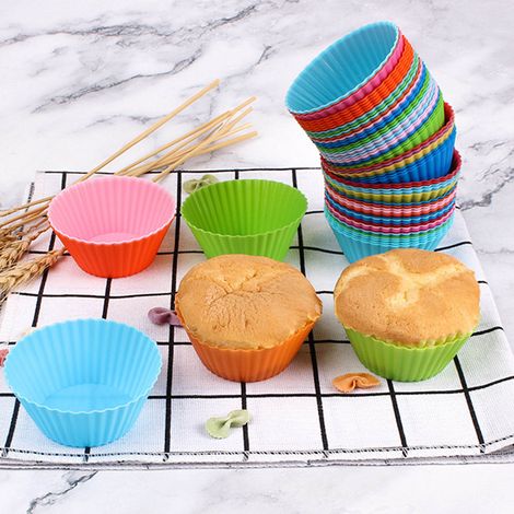 12 Silikon-Backformen, hitzebeständig, Silikon-Muffinformen, lebensmittelecht, für Partys (1/5)