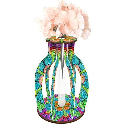 Petits Vases Destinés Aux Fleurs Élégant Pot De Fleur Artistique Jardinière Vase Pour Avec Peinture Diamant Centre De Table Pour Adultes, Chambre À Coucher, Bibliothèque, Mariage (1/5)