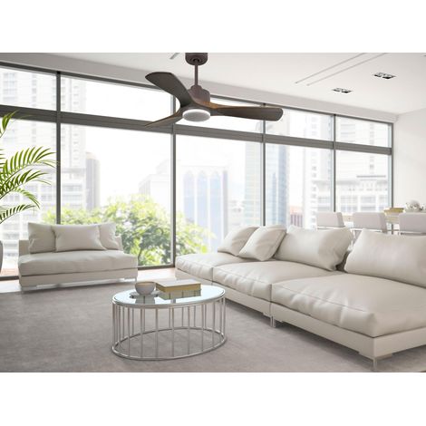Tenerife de KlassFan-Super destratificateur et ventilateur DC 132 cm Gris basalte pales marrons Lumière dimmable 25 à 35 m² (1/5)