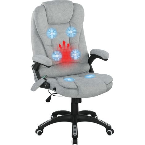 Silla de oficina con masaje de 6 puntos, función de inclinación, calefacción y altura regulable (65 x 71 x 110-120 cm), color gris (1/5)