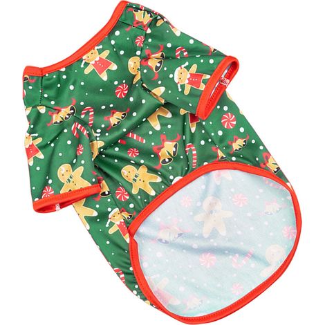Pull de Noël pour Chien Motif Bonhomme en Pain d'épices Sweat-Shirt Confortable en Polyester pour Animaux de Compagnie pour Chiot Chaton Vert M (1/5)