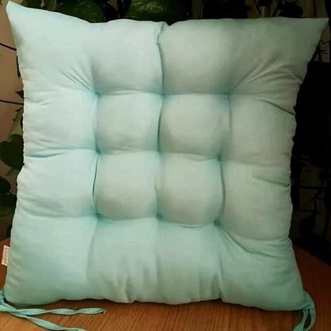 Lot de 4 coussins de chaise moelleux, avec ruban, pour salle à manger, jardin, terrasse ou cuisine (40 x 40 cm), vert d'eau - couleur (1/5)