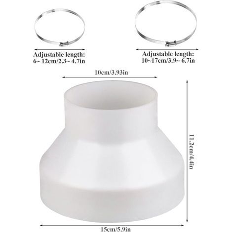 Reducteur Tuyau Climatiseur Mobile, Rèducteur Ø 100–150 mm Avec 2 Colliers en Acier Inoxydable Adaptateur Universel, Rèducteur de Conduit pour Système de Ventilation (150-100 mm)