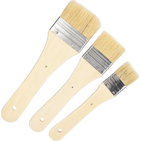 3 Pinceaux Longs Manche en Bois pour Peinture à l'Huile et Acrylique - Set Artiste Professionnel (1/5)