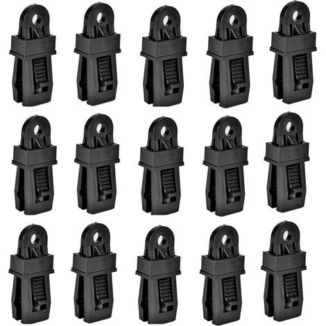 15PCS Camping Tent Clips Plastic Clamps for Tarpaulin for Camping Activities Canopy (Black) (1/5)