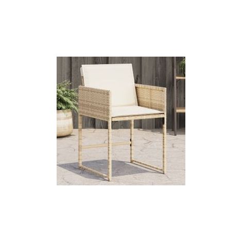 Chaises de jardin avec coussins lot de 4 beige résine tressée (1/5)