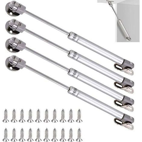 Lot de 4 vérins à gaz 150N – Longueur 270mm – Acier laminé et plastique ABS – Pour portes en bois et meubles TV – Installation sécurisée (1/5)