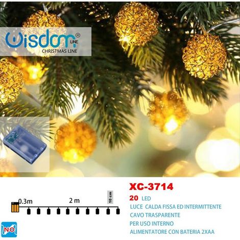 Trade Shop - 20 LED BATTERIEBETRIEBENE KUGELLEUCHTEN WARMES LICHT FEST+INTERMITTIEREND XC-3714 -