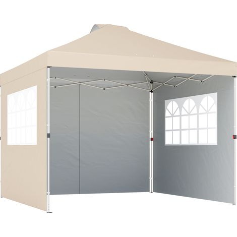 Tonnelle Ubiale Barnum Pop-Up Étanche UV50+ 3 Parois Blanc Cassé (1/5)