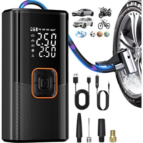 Mini Compresseur Air Portable Sans Fil, 150PSI, 100W, Affichage Digital pour Pneus