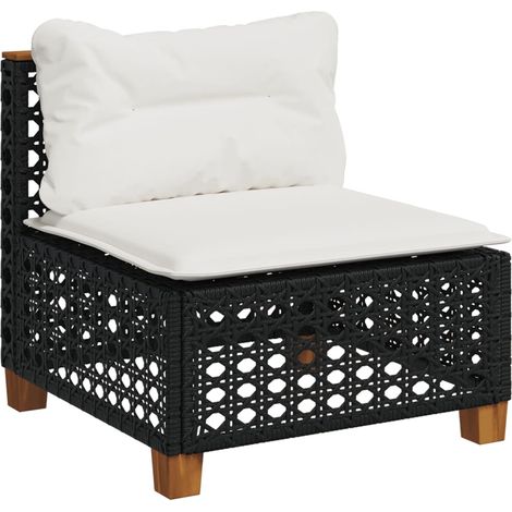 Canapé de jardin，Canapé d'extérieur，Sofa de jardin sans accoudoirs coussins noir résine tressée CFW326541 (1/5)