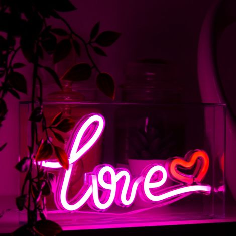 WD LifeStyle Insegna Neon con Cornice in Plexiglass 23 x 13 Cm Decoro Love (1/5)