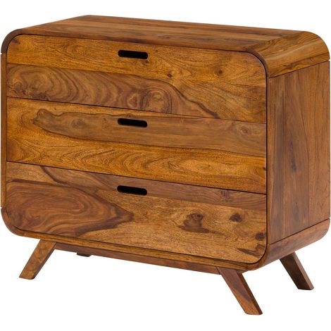 Cassettiera Sheesham marrone chiaro Laccato 90x40x75 cm montato parzialmente MAILAND 103 (1/3)