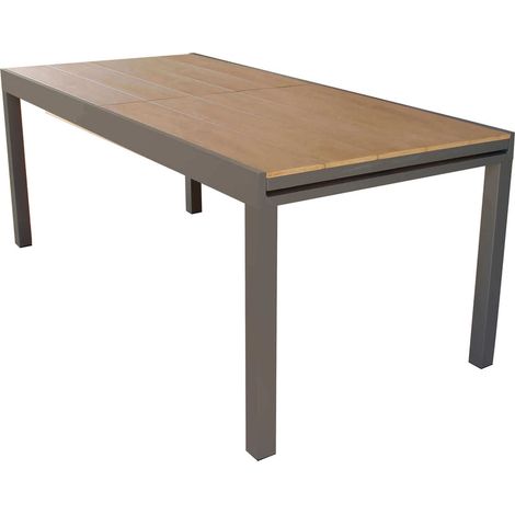 Tavolo estensibile da esterno 160/240 cm con struttura in alluminio e piano in polywood effetto legno Antares - DarkGrey