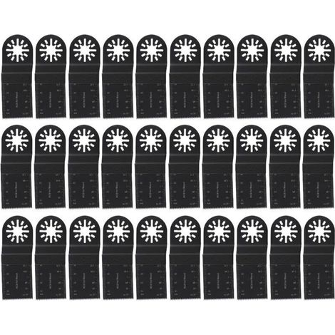 Hojas de sierra oscilantes negras fabricadas en acero de alto contenido de carbono, resistentes al desgaste, paquete de 30 unidades, para cortar madera y metales blandos.